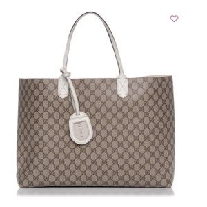 GUCCI Calfskin GG Supreme Monogram Large Reversible Tote White